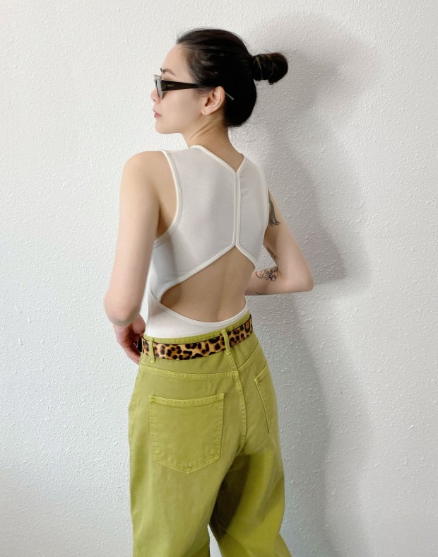 White Cut Out Back Vest #250311
